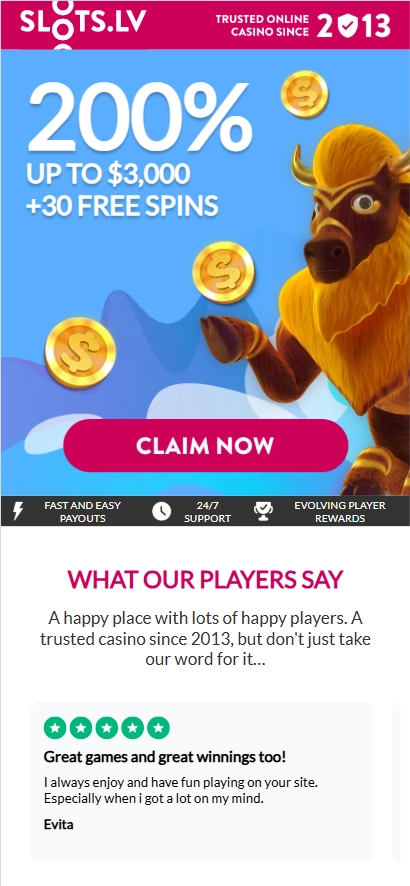 Slots.lv on mobile